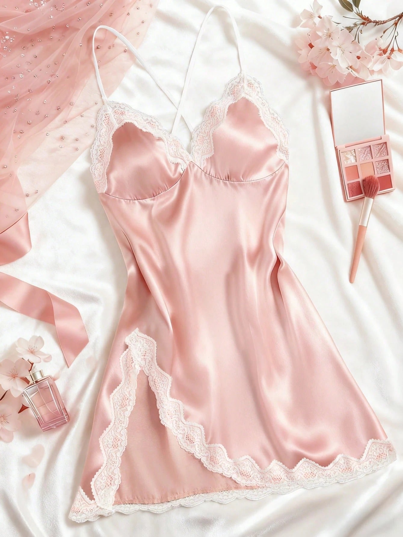 Lace Trim Camisole Sleep Dress