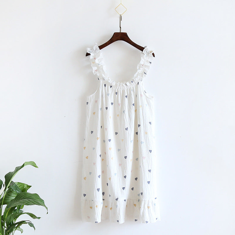 Printed Cotton Sling Nightdress / Blue / XL
