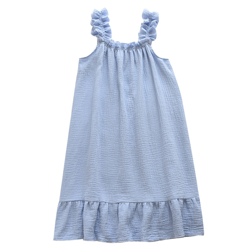 Printed Cotton Sling Nightdress / White Love Heart / L