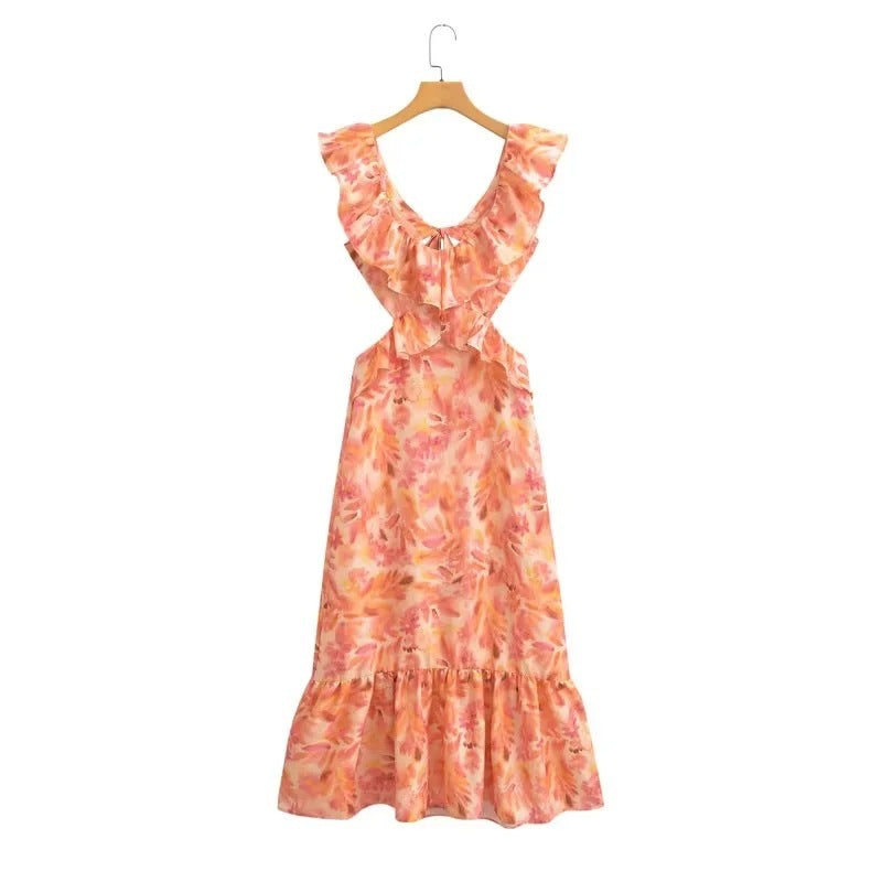 Sleek High-Waist Sleeveless Maxi Dress with Gloss Finish