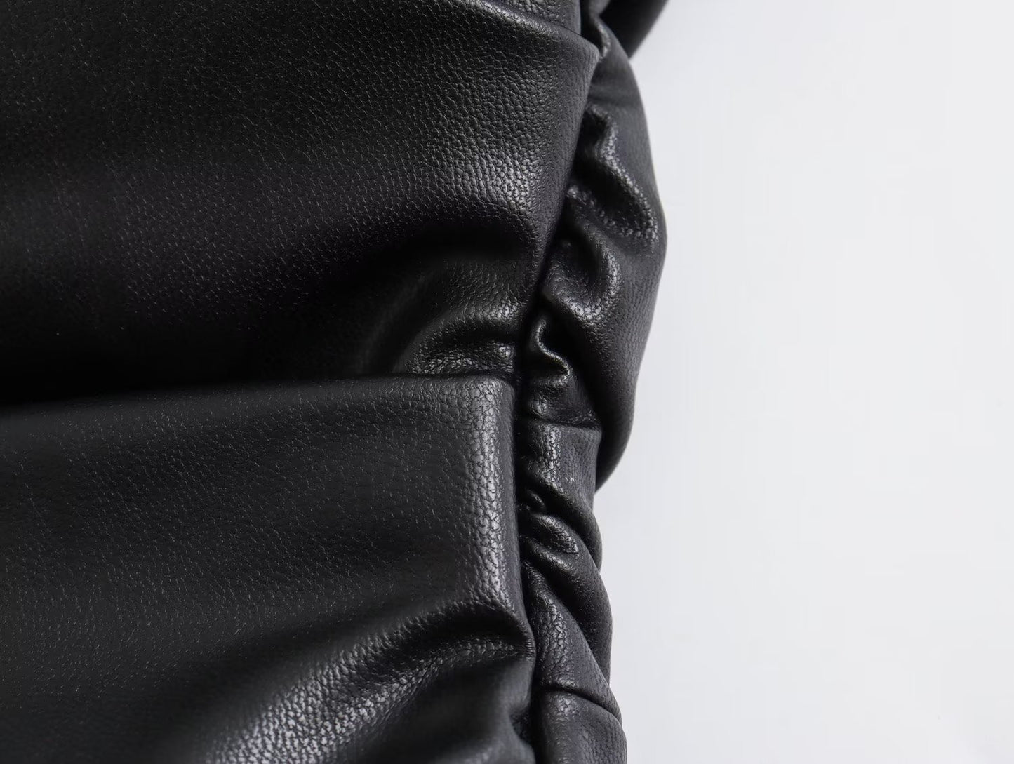 Strapless Faux Leather Bodycon Midi Dress / Black / XS