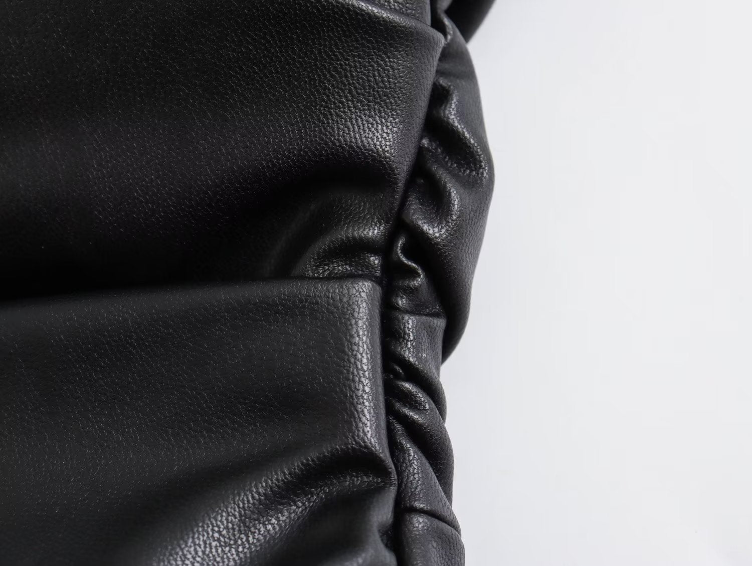 Strapless Faux Leather Bodycon Midi Dress / Black / XS