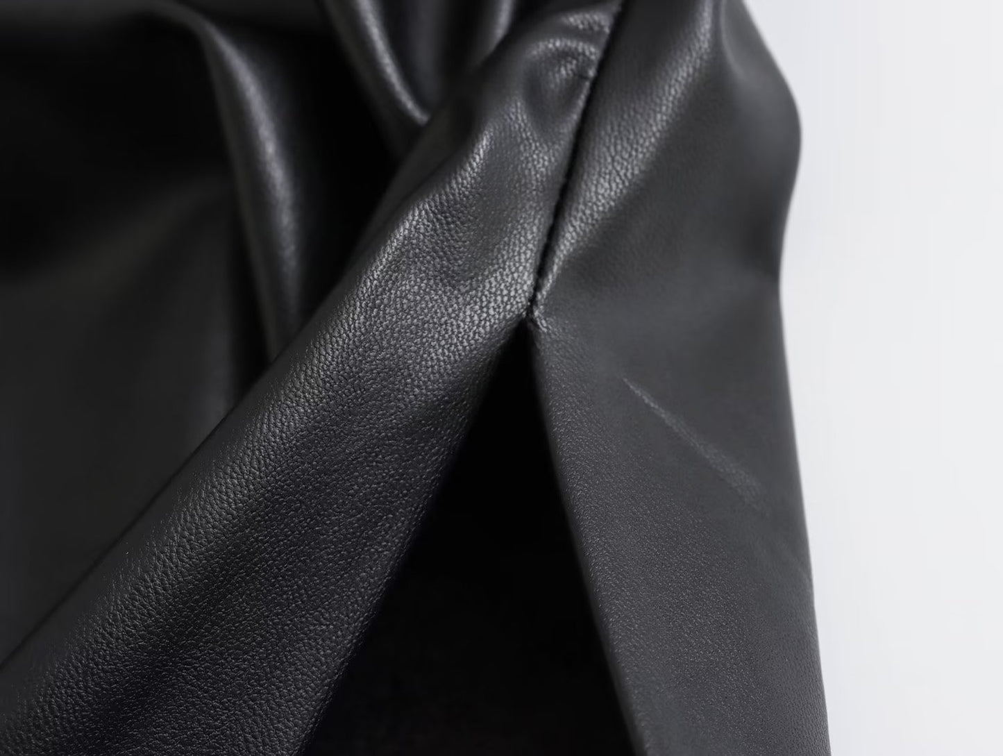 Strapless Faux Leather Bodycon Midi Dress / Black / L