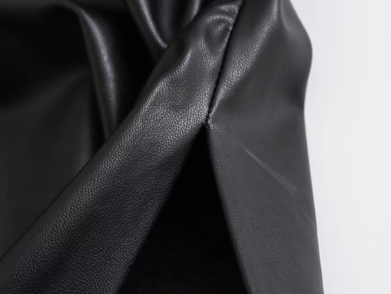 Strapless Faux Leather Bodycon Midi Dress / Black / L