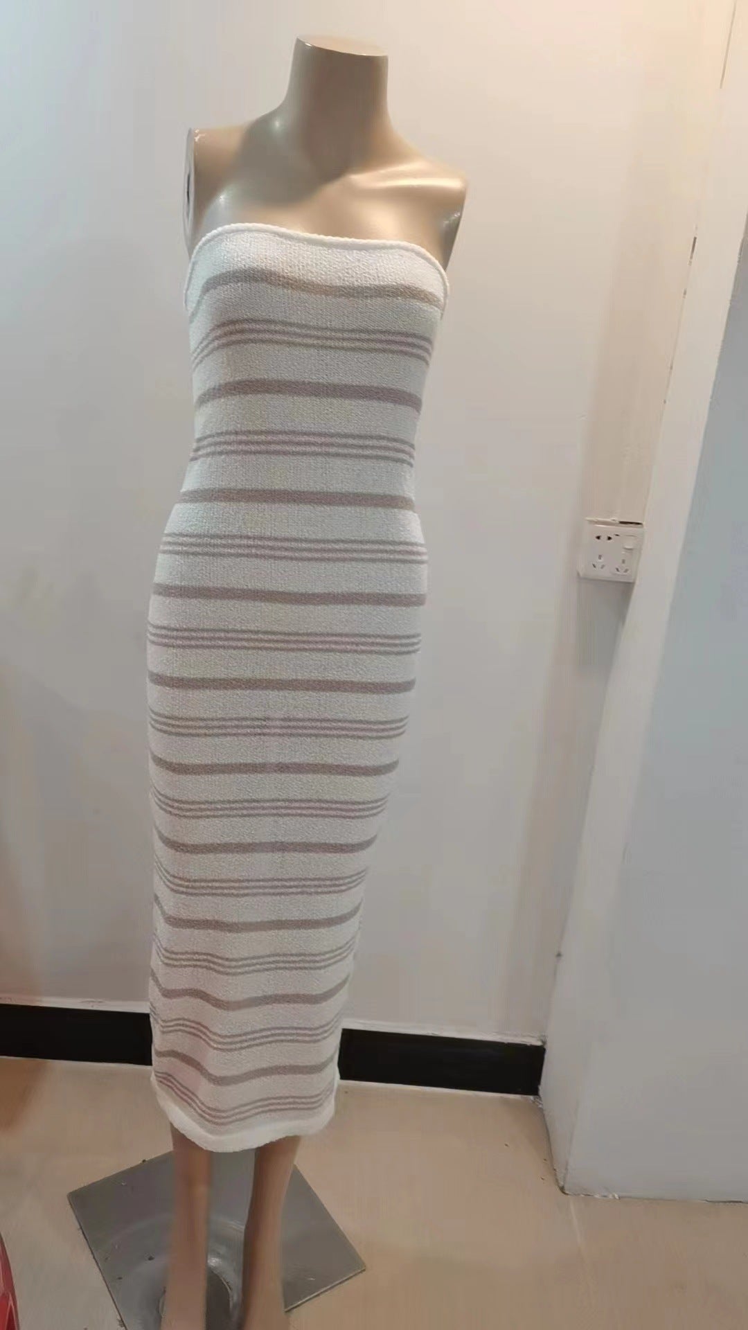 Striped Strapless Bodycon Mini Dress